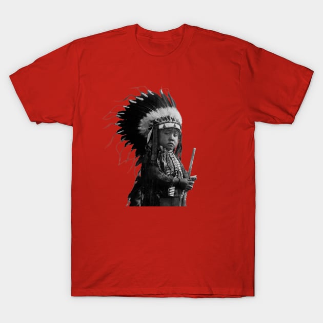 Young Native American In Full Headdress T-Shirt by warishellstore